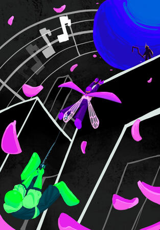 Painting Style 2, Full-body, 3 characters, Mid-range Background